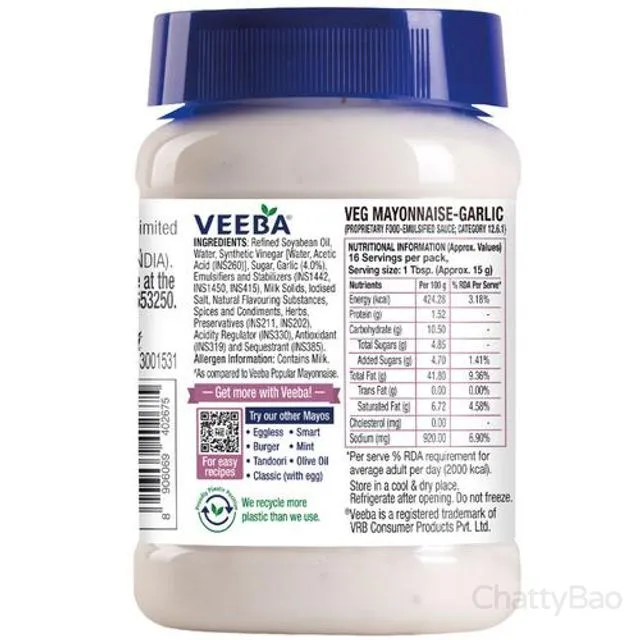 Veeba Veg Mayonnaise Garlic 250 g view 2