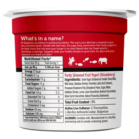 Epigamia Greek Yogurt Strawberry 90 g view 2