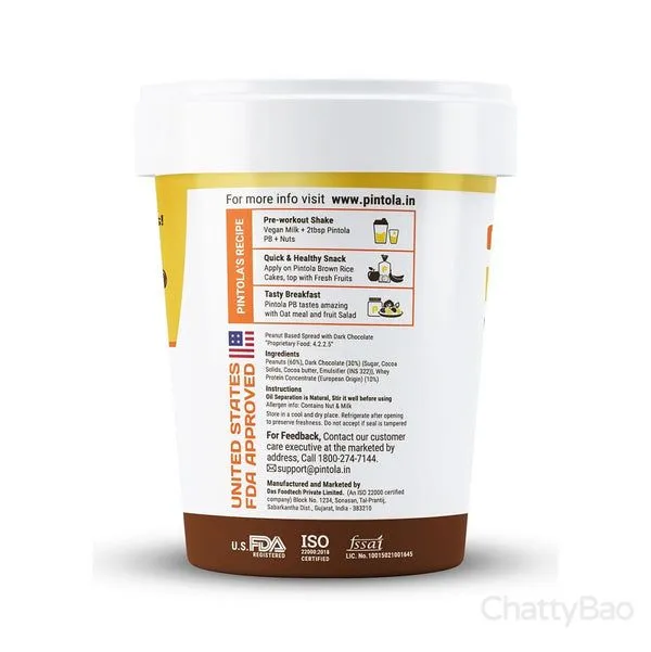 Pintola High Protein Dark Chocolate Peanut Butter Creamy 510 g view 4