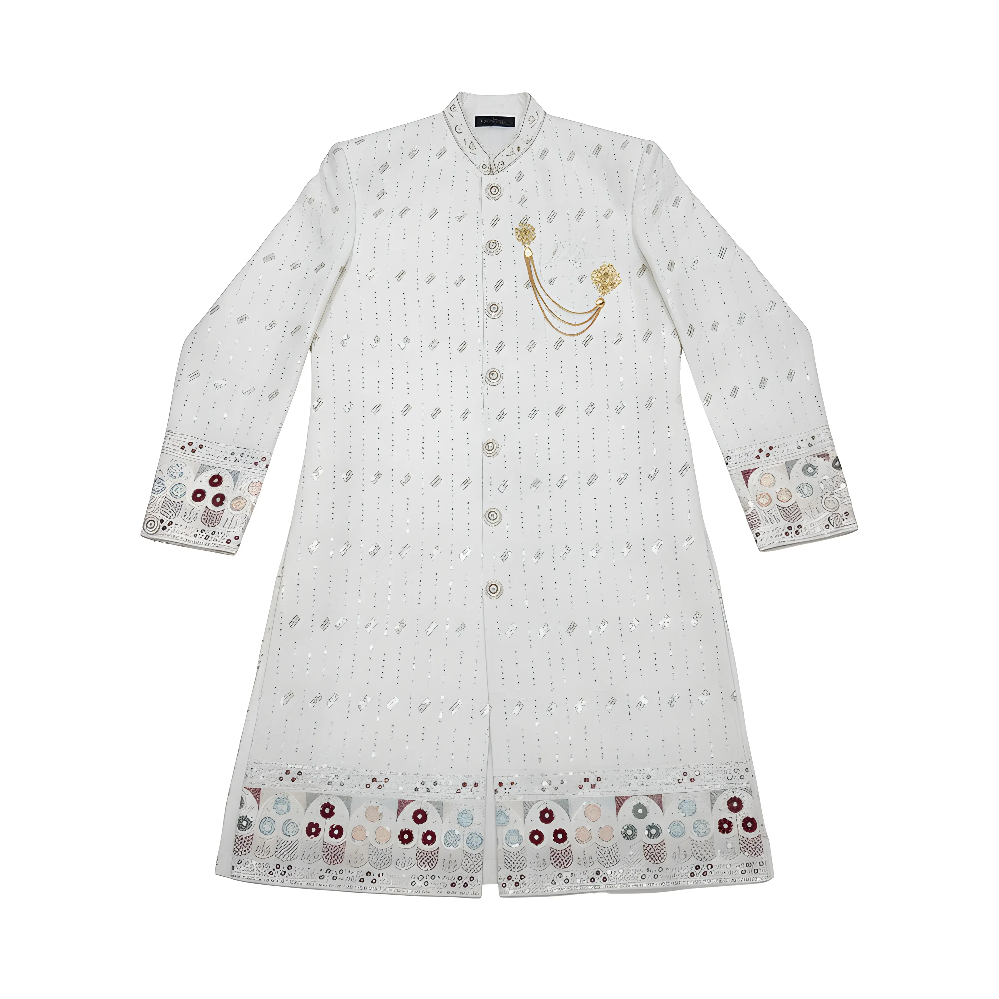 White Moti Sherwani view 2