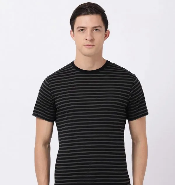 Jockey T-Shirt Round Neck Black & Charcoal view 2