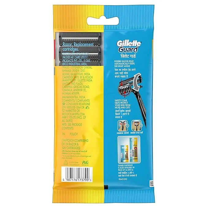 Gillette Men Guard Manual Shaving Razor With Cartridges 12 Pieces view 2