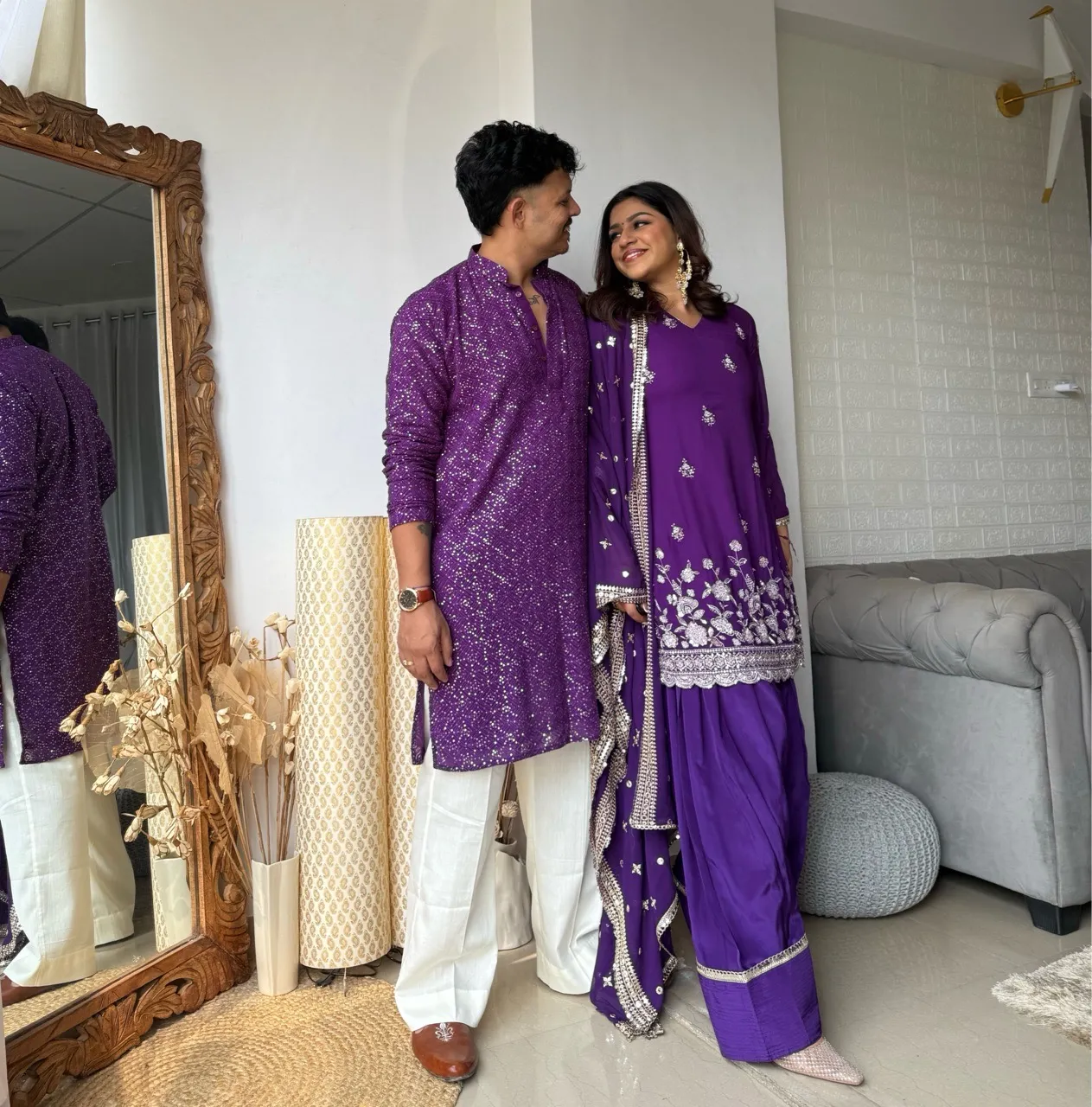 ‘Naqsh’ - Farshi Salvar suit Set- Purple view 2