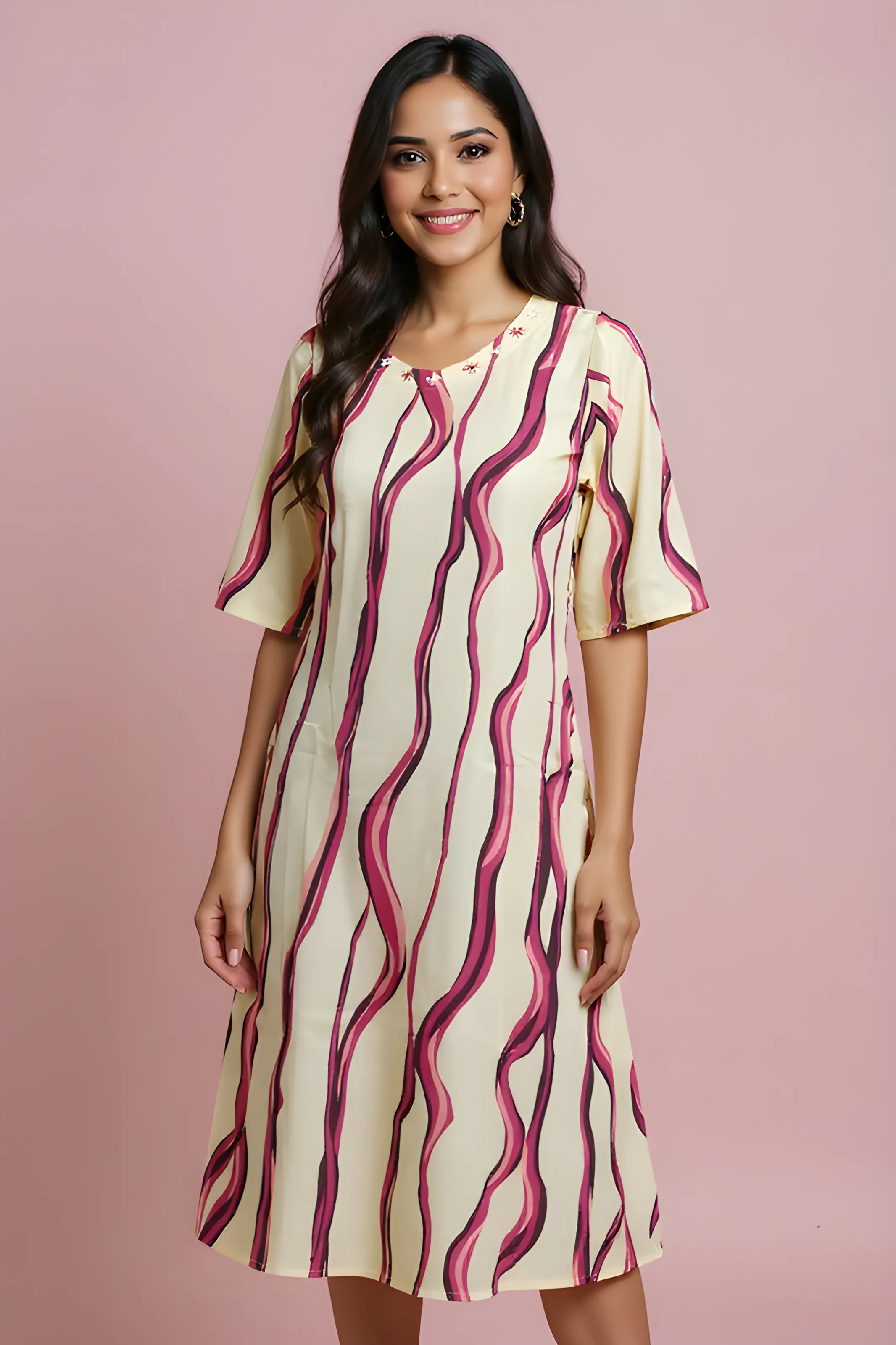Elegant Wave Print Kurta view 2