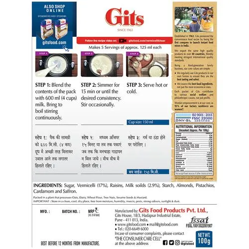 Gits Dessert Mix - Vermicelli Kheer 100 g view 2