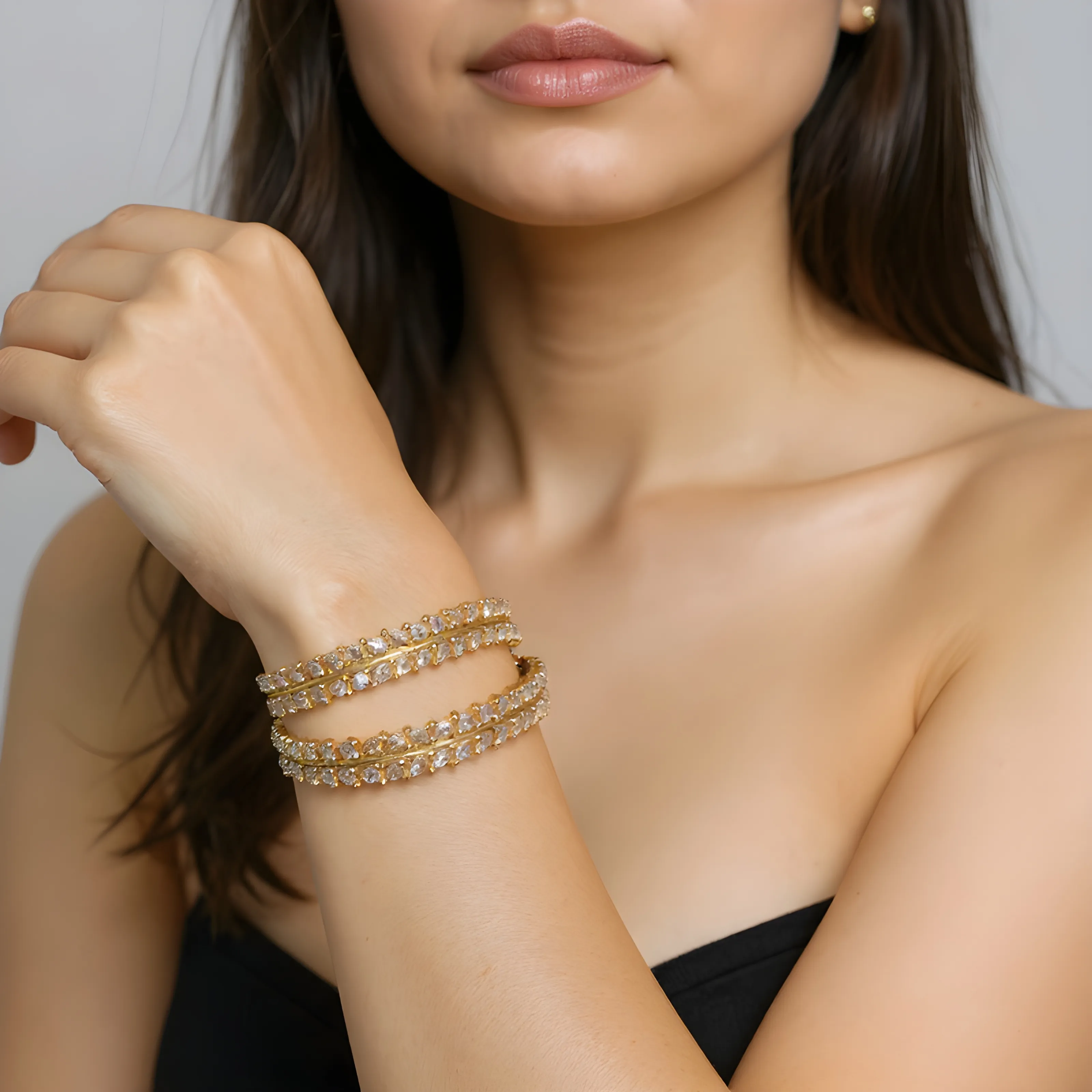 Crystal Leaf Bangle view 2