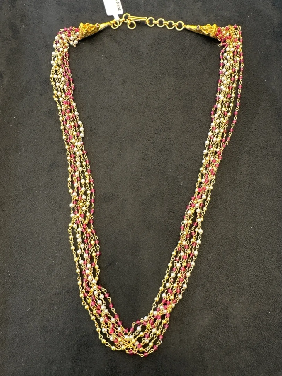 Multistrand Tri Colour Beaded Necklace view 2