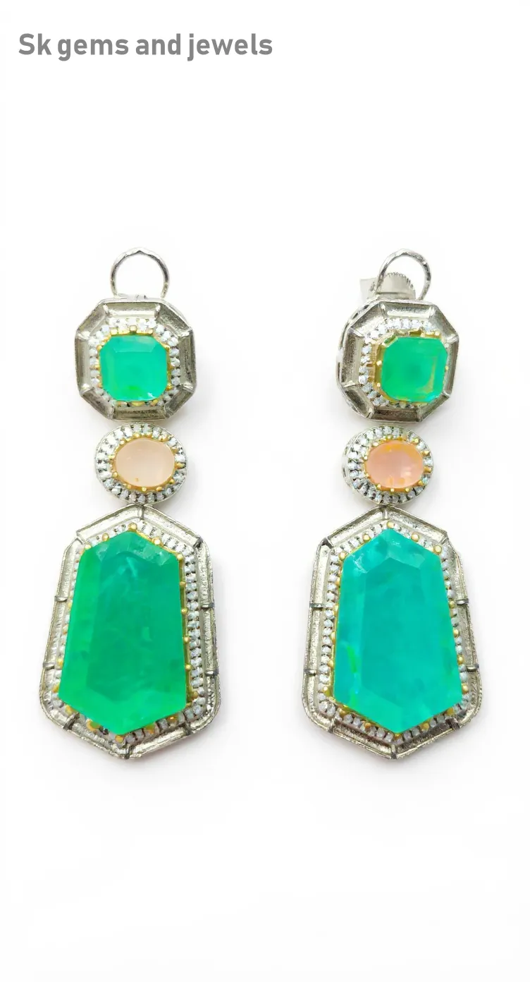 Gemstone Drop Earrings view 2
