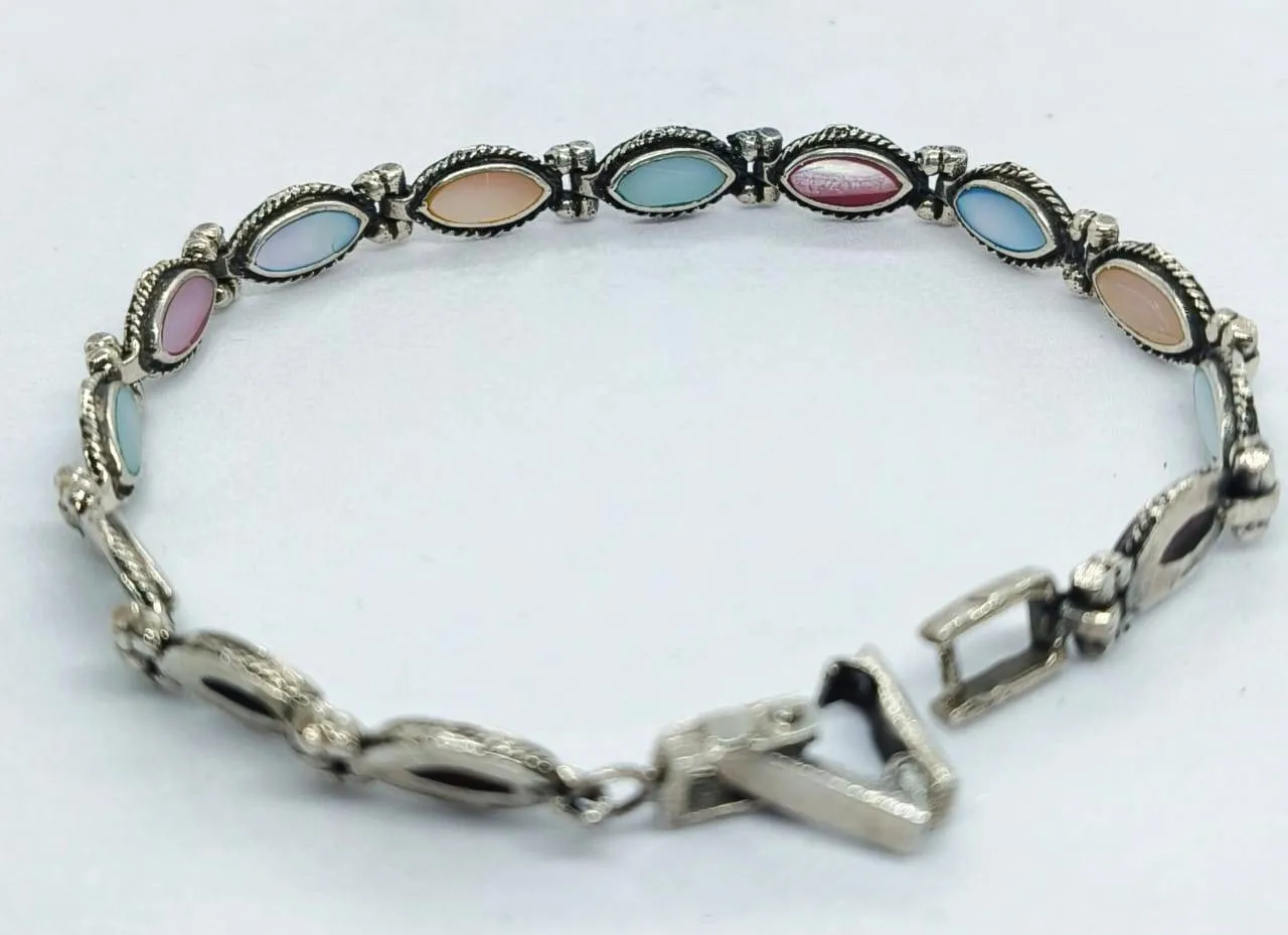 Multicolored Gemstone Silver Bracelet (AVSR-20) view 4