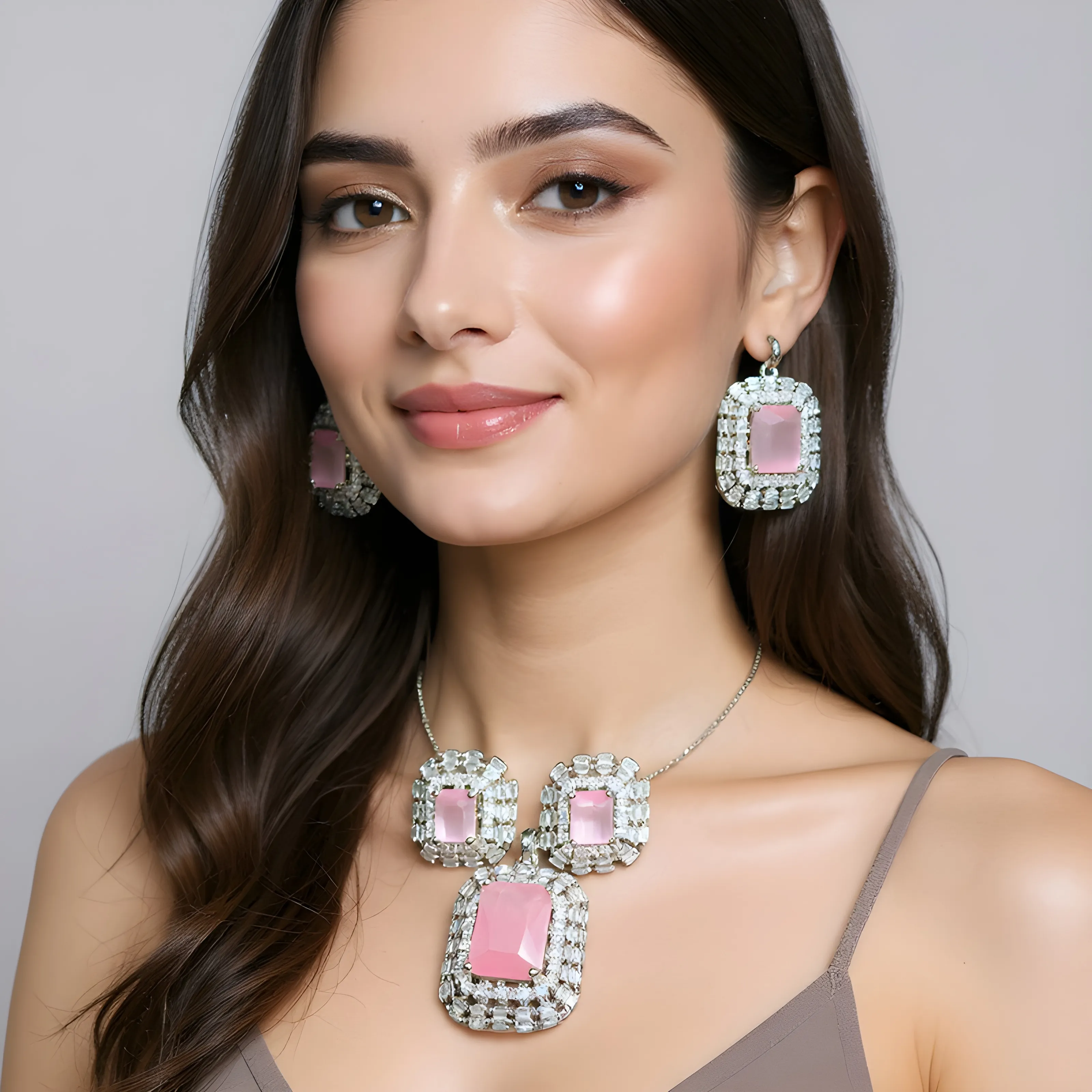 AD Chain pendant With Earing Set view 2