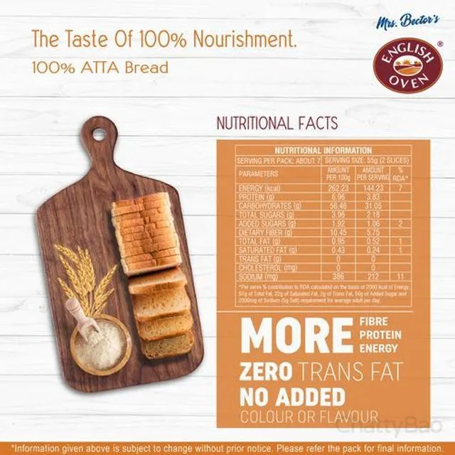 English Oven 100% Atta Bread 400 g view 3