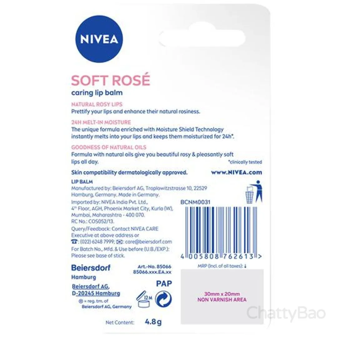 Nivea Lip Balm - Soft Rose 4.8 g view 2