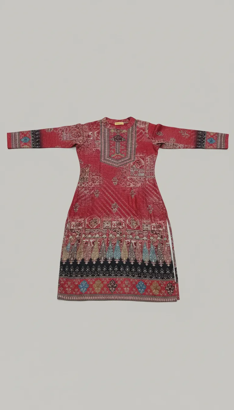 Traditional Red Embroidered Kurta view 2