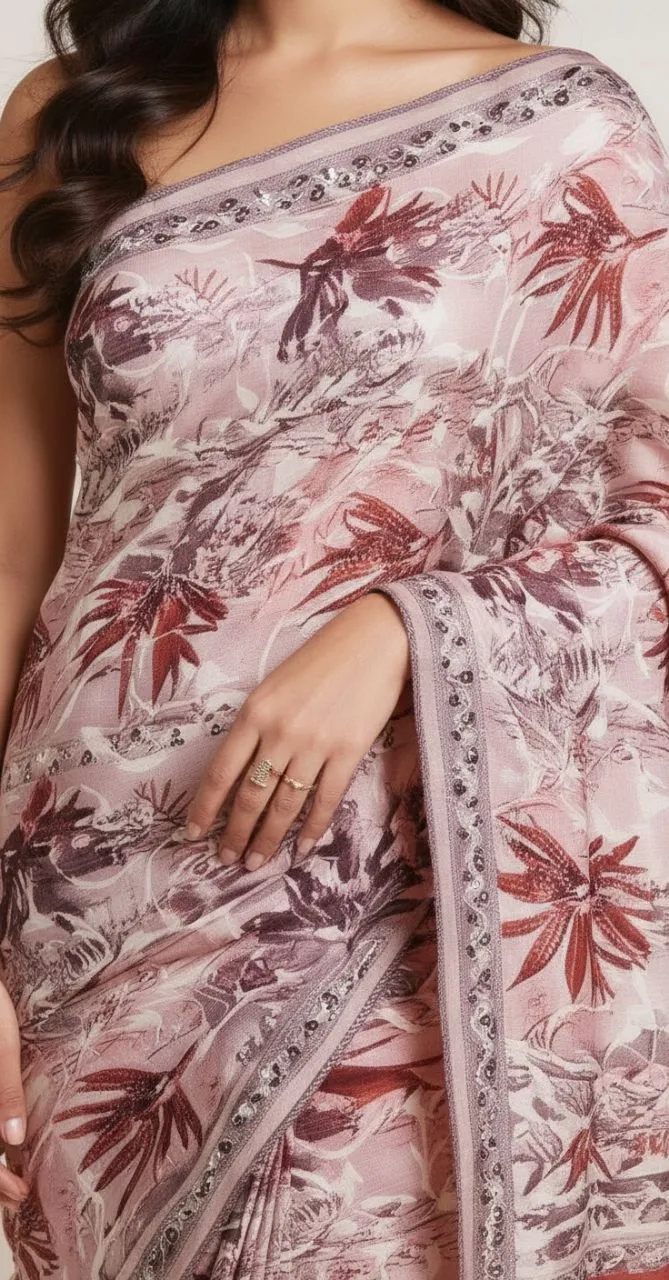 Floral Printed Saree view 6