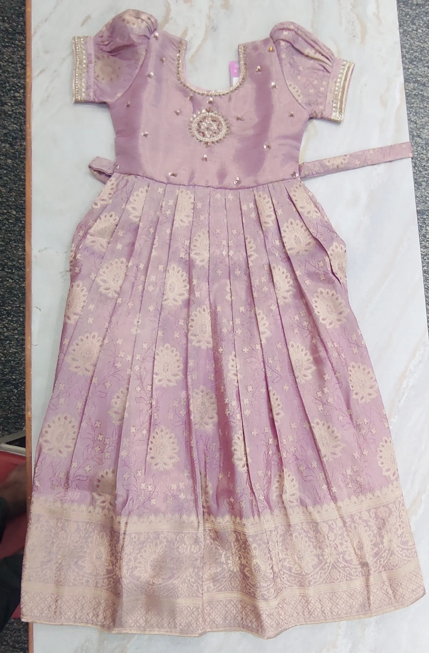 Embroidered Lilac Kids Dress view 2