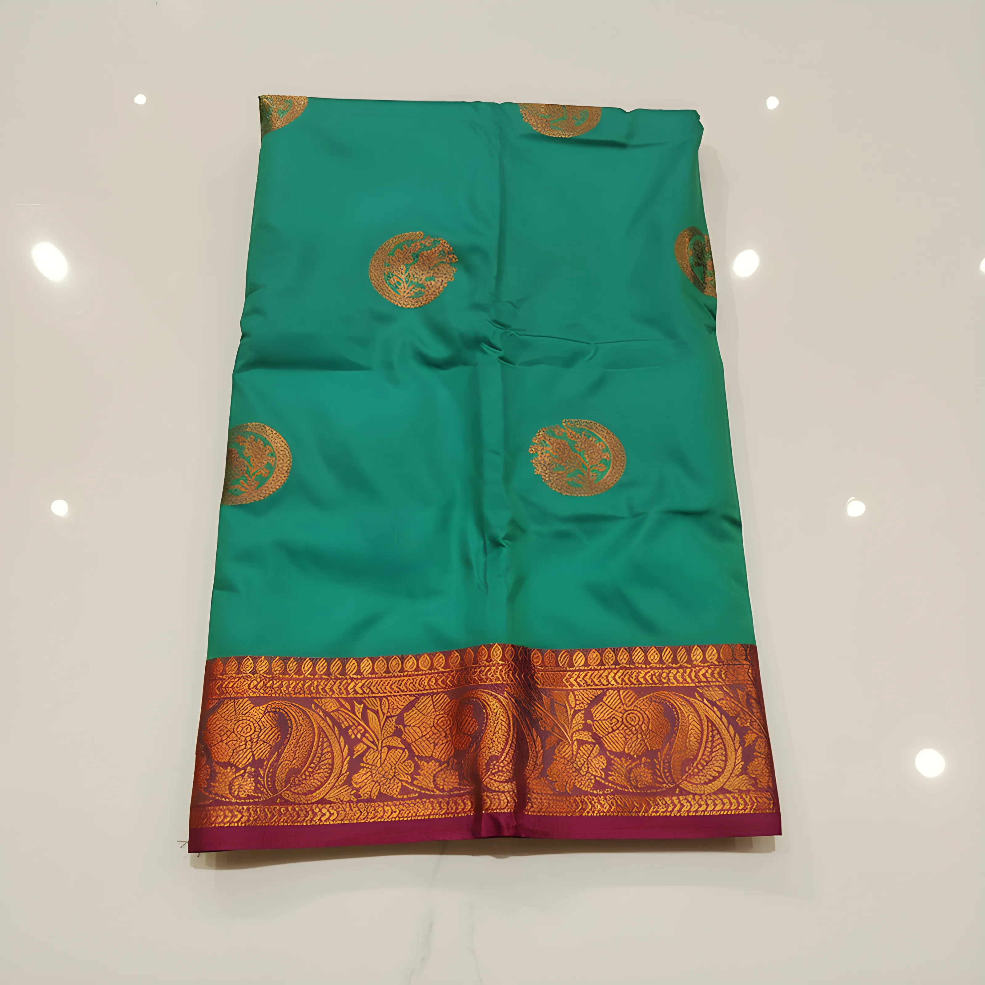 The Mirror Story Green and Gold Sari 027 view 2