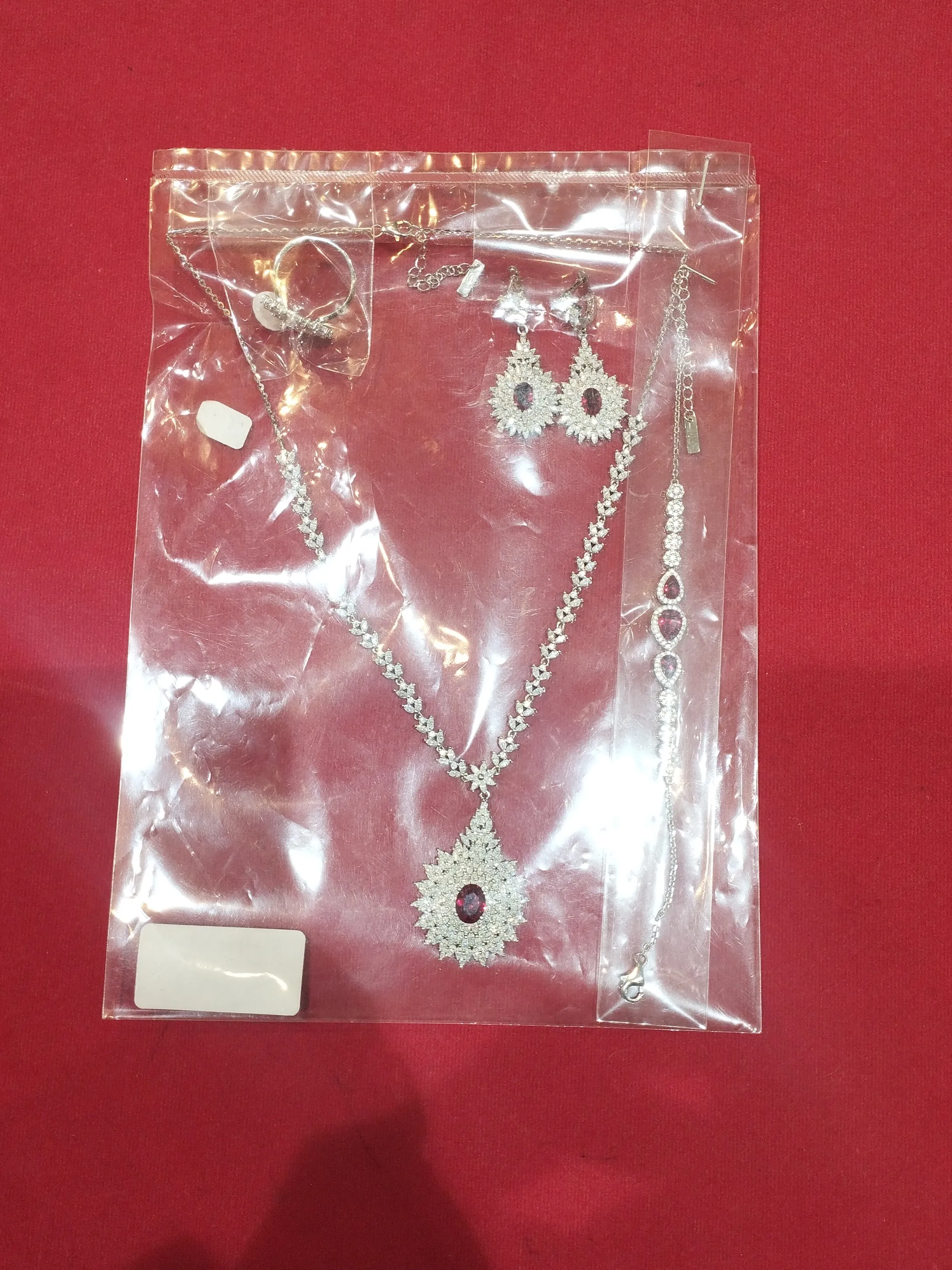 Silver Necklace Set with Earrings view 2