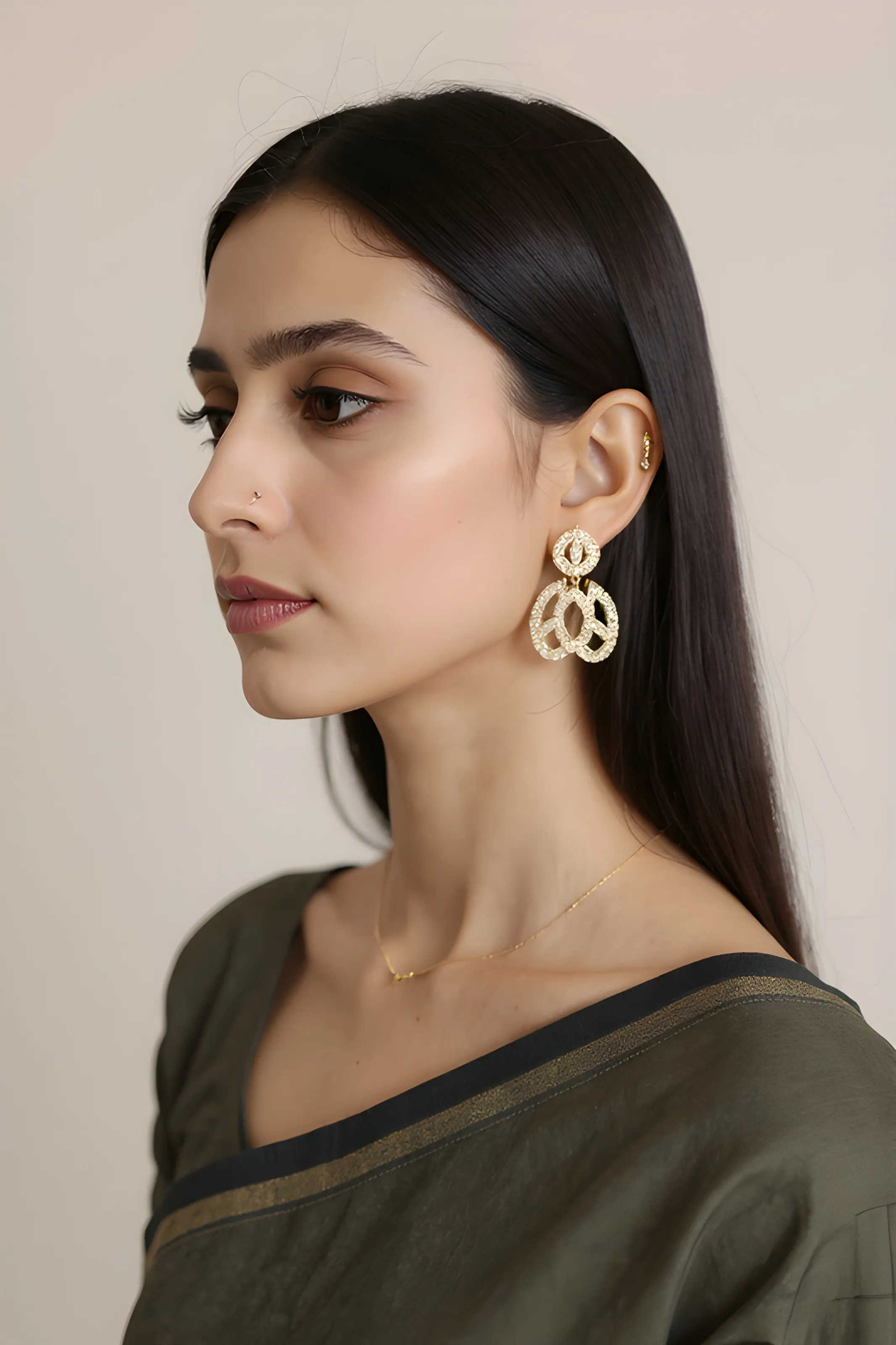 Silver Earrings With Stone view 2