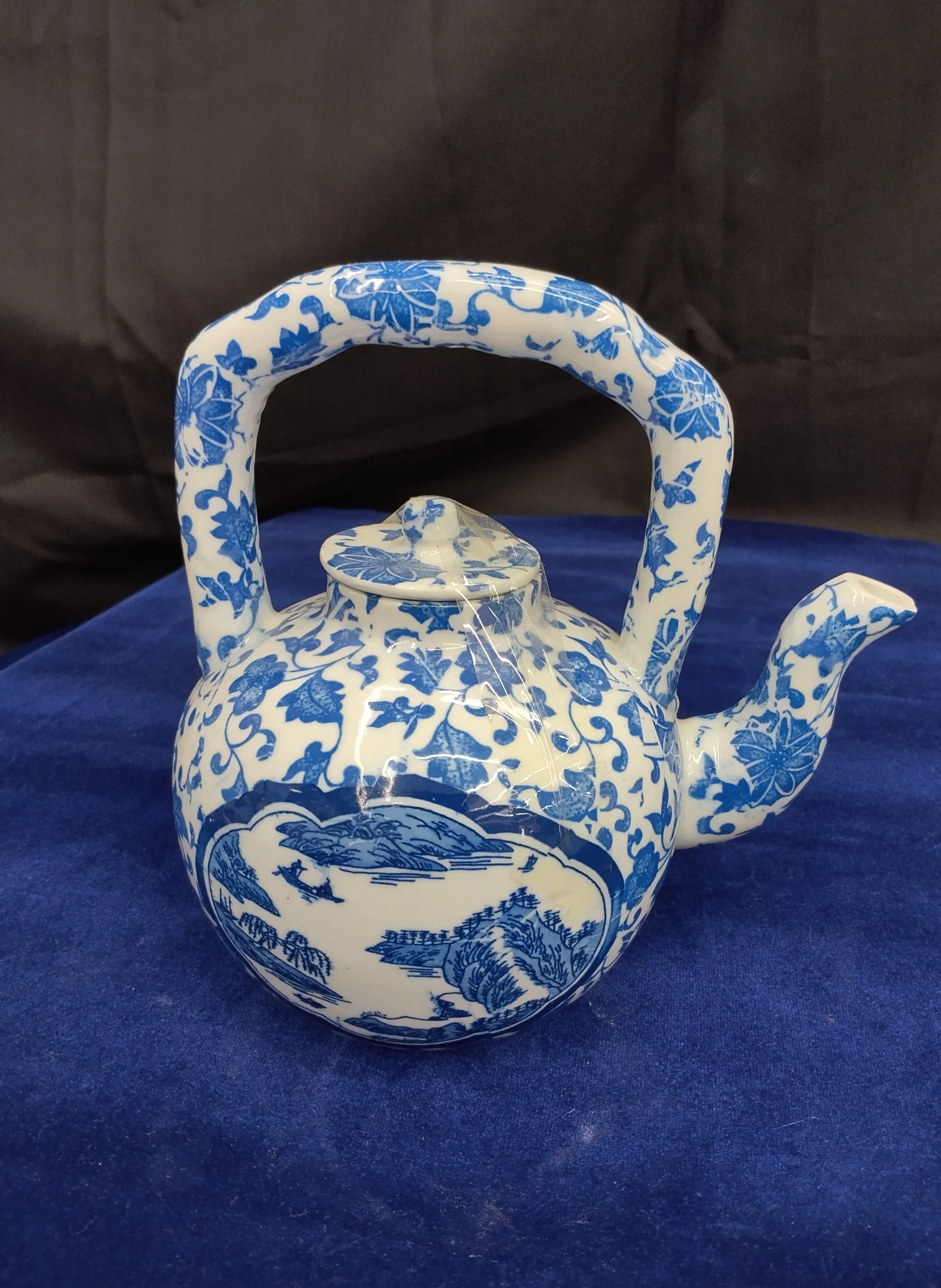 Blue and White Porcelain Teapot view 2