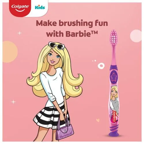 Colgate Kids Barbie Toothbrush  Extra Soft With Tongue Cleaner 1 Piece view 3