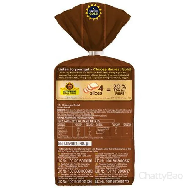 Harvest Gold Brown Bread 400 g view 2
