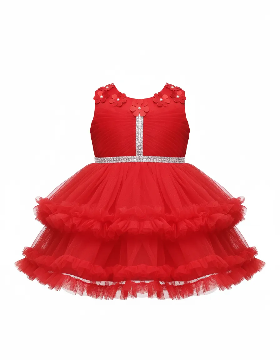 Jay Red Floral Girls Dress view 2