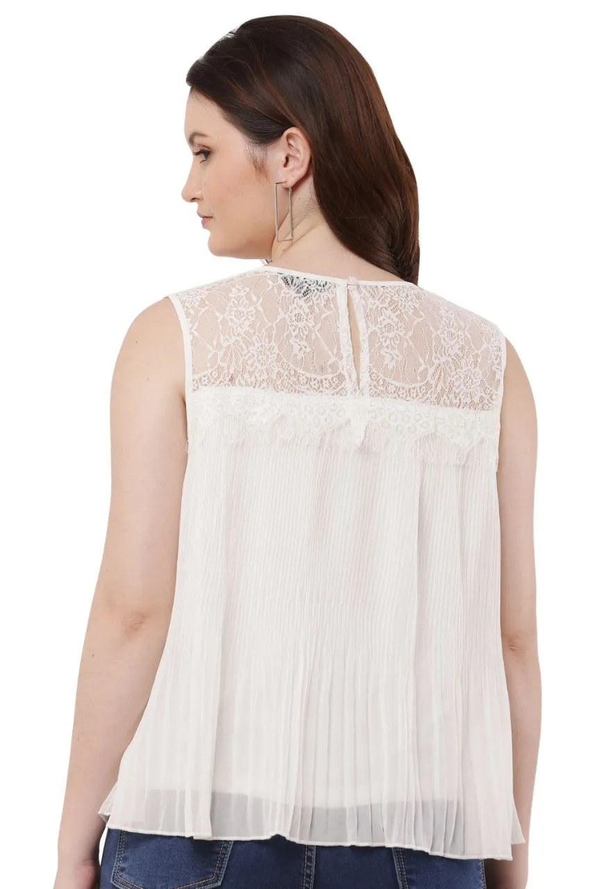 Lace Detail Pleated Top view 2