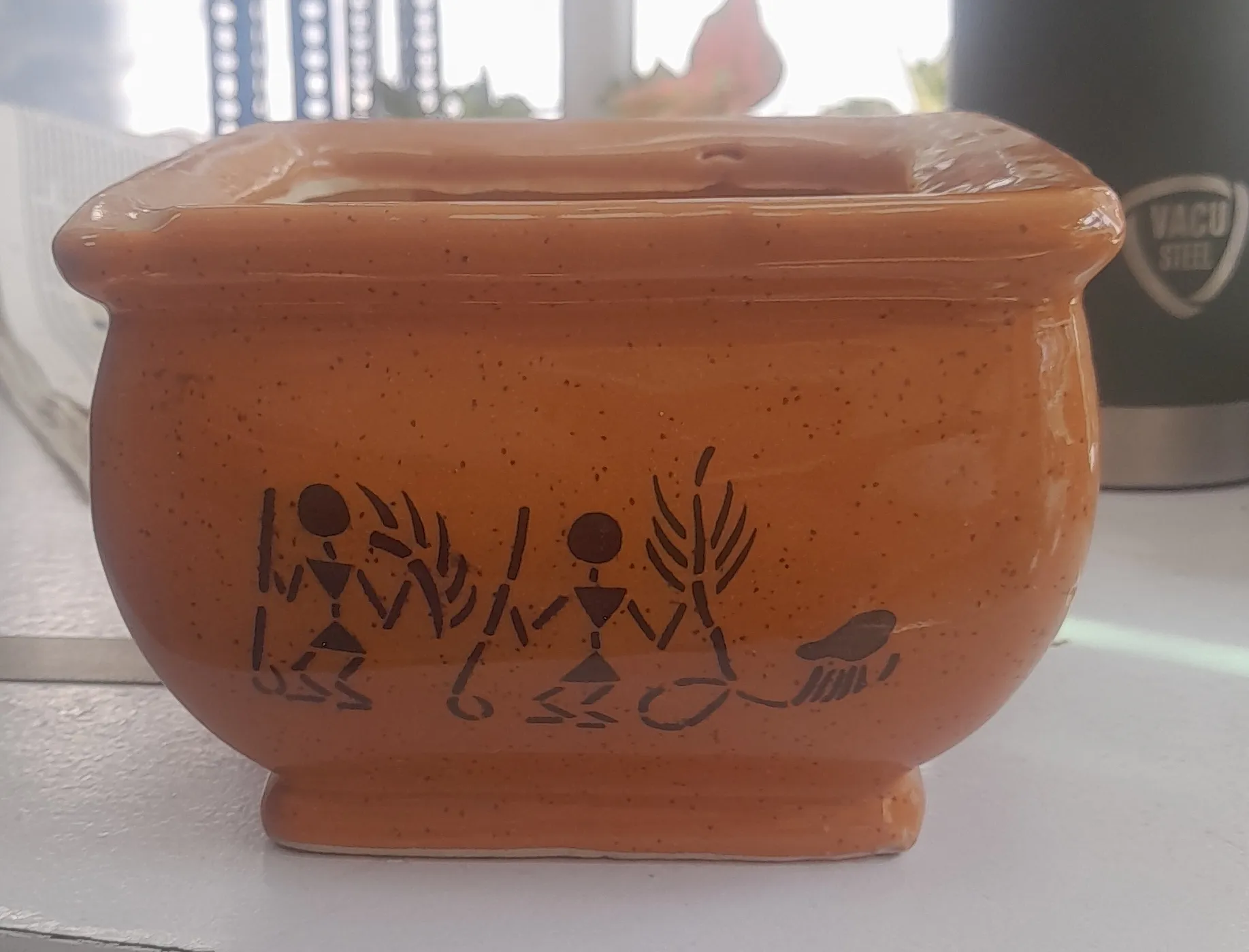 Terracotta Warli Art Pot 4"H & 4"W view 2