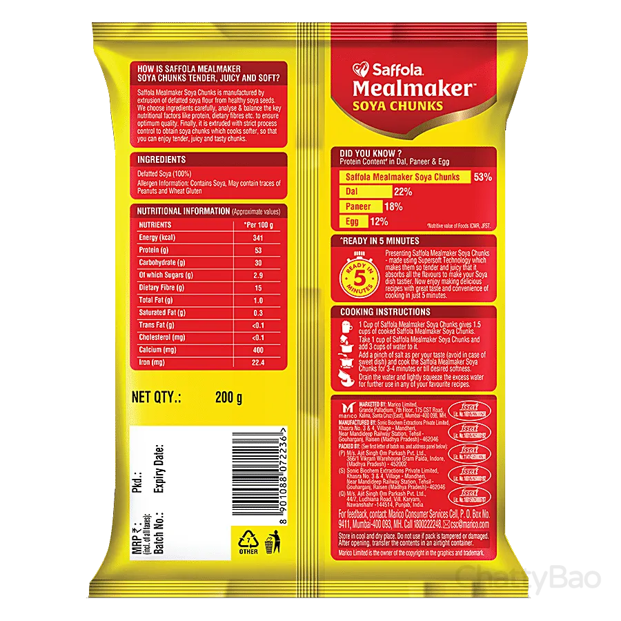 Saffola Mealmaker - Soya Chunks 200 g view 2