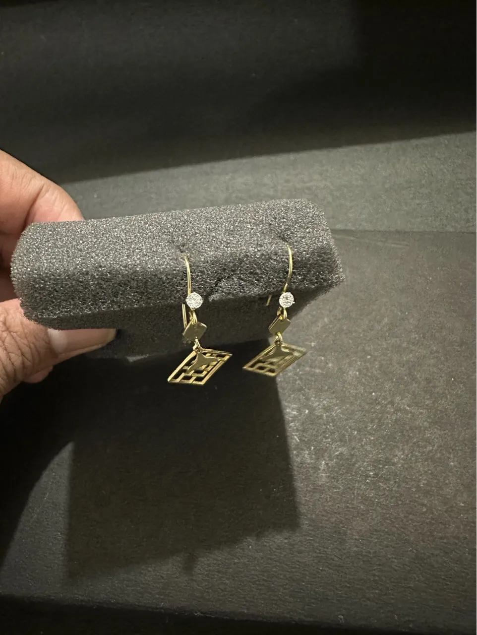 Geometric Gold Earrings view 3