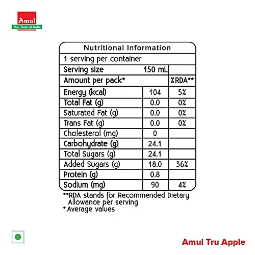 Amul Tru Apple 180 ml view 3
