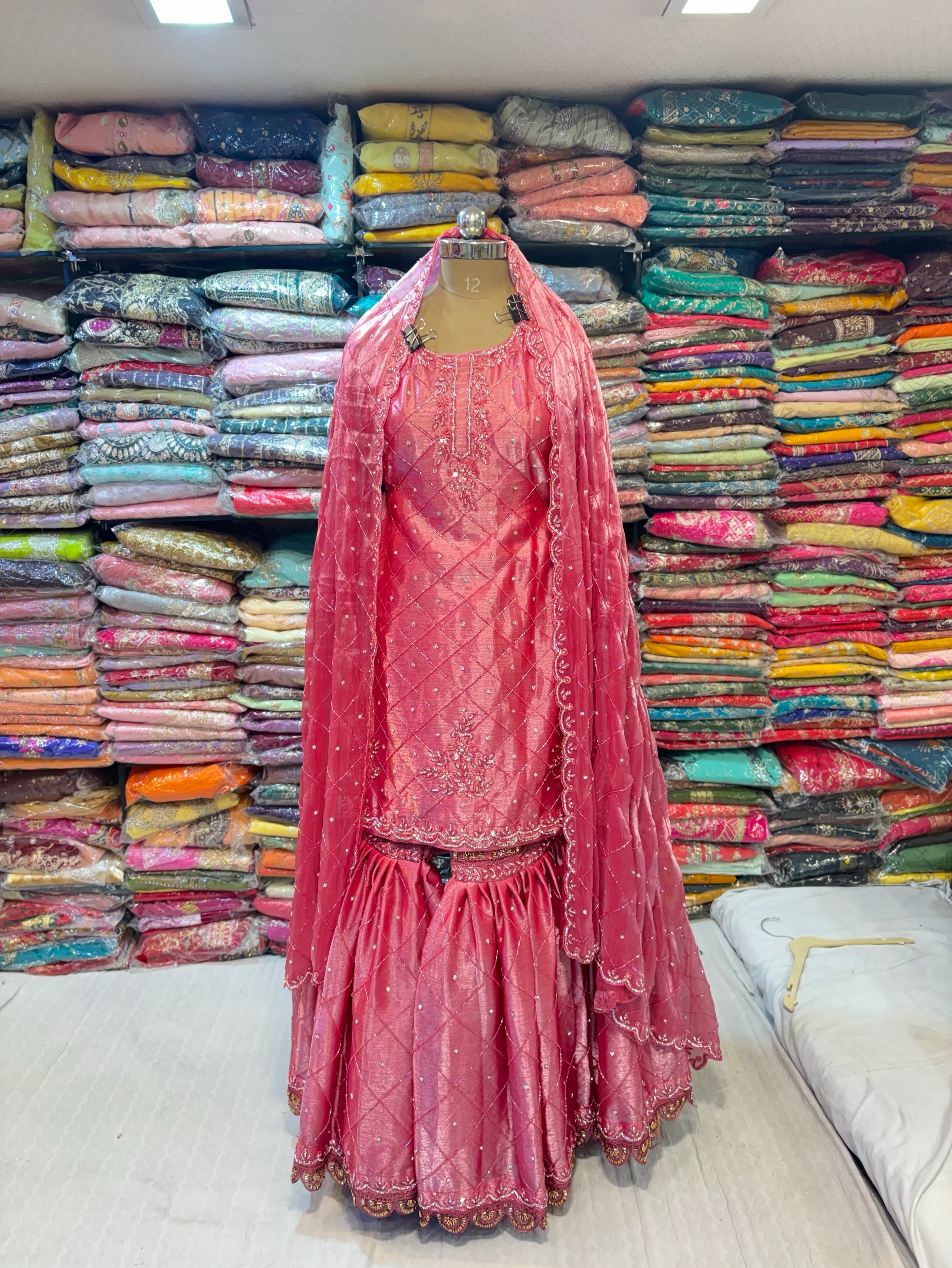 Pink Embroidered Garara Sharara view 2