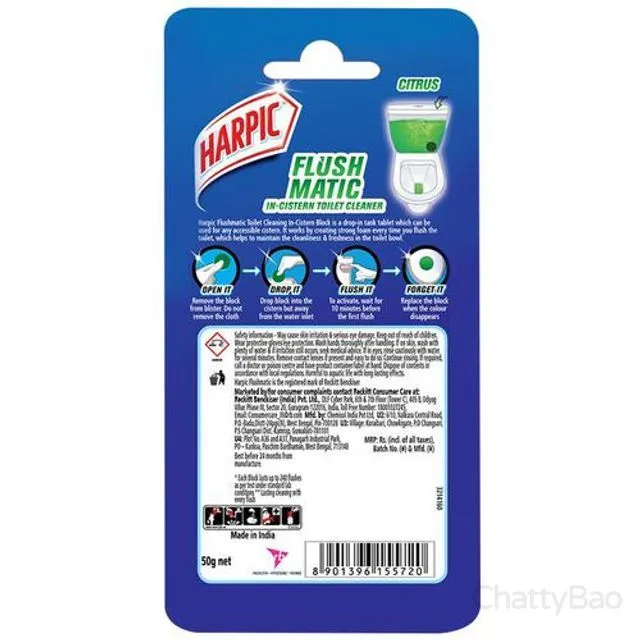 Harpic Flushmatic In-Cistern Toilet Cleaner Blocks - Citrus 1 Piece view 2