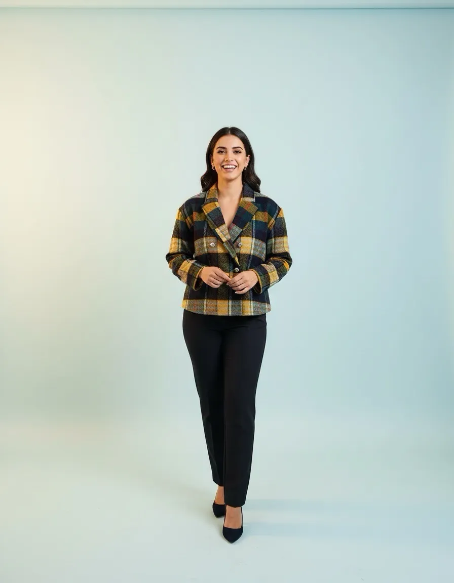 Plaid Woolen Jacket view 3