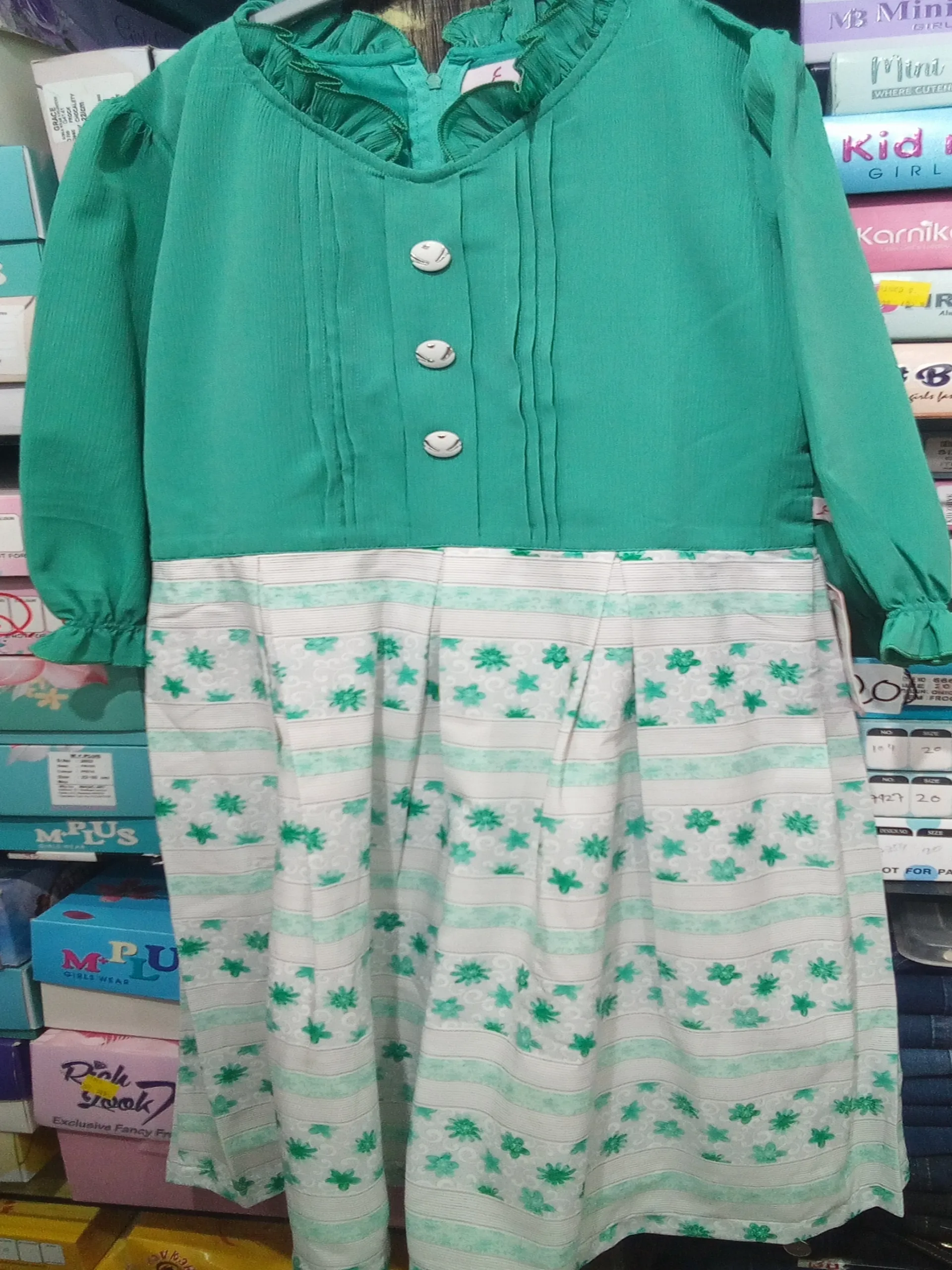 Green Floral Dress view 3