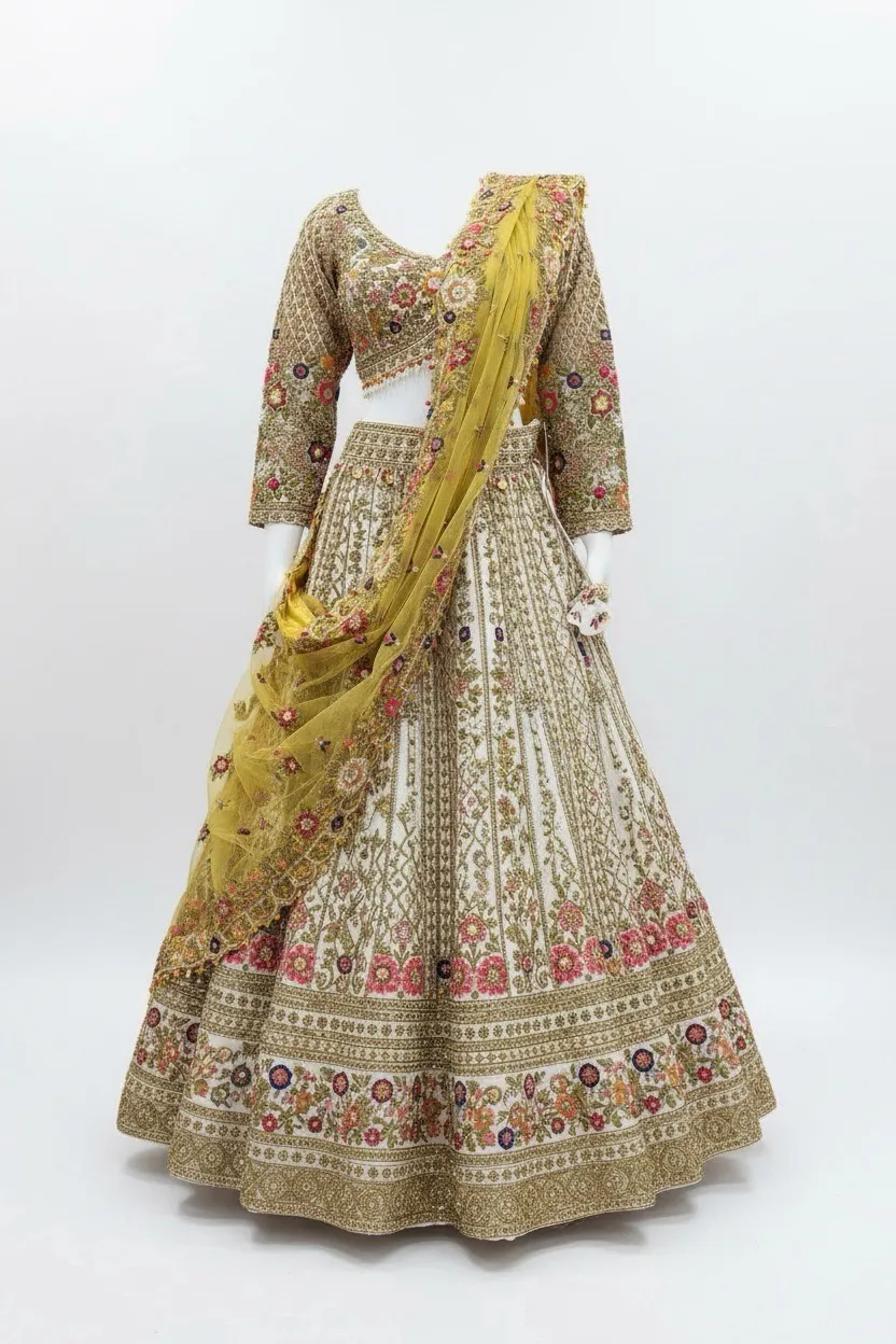 Embroidered Bridal Lehenga view 2