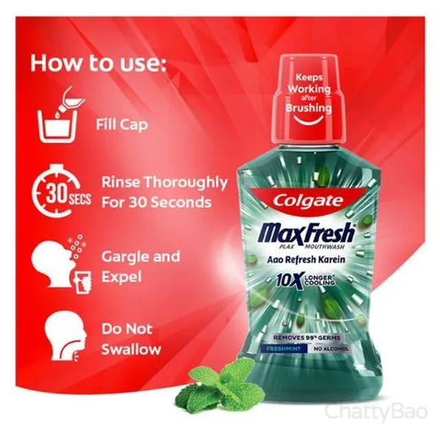 Colgate Max Fresh Mouthwash - Plax Fresh Mint 250 ml view 4
