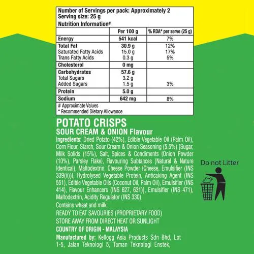 Pringles Potato Crisps Sour Cream & Onion Flavour 40 g view 3