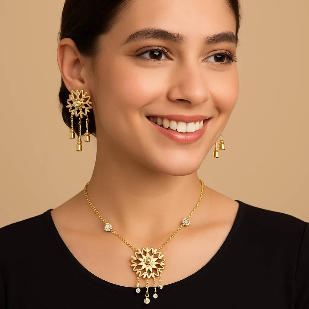 Gold Floral Necklace Set view 2