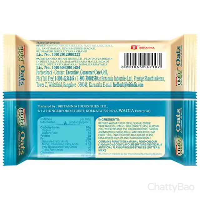 Britannia NutriChoice Oats Almond & Milk Cookies?150?g view 2