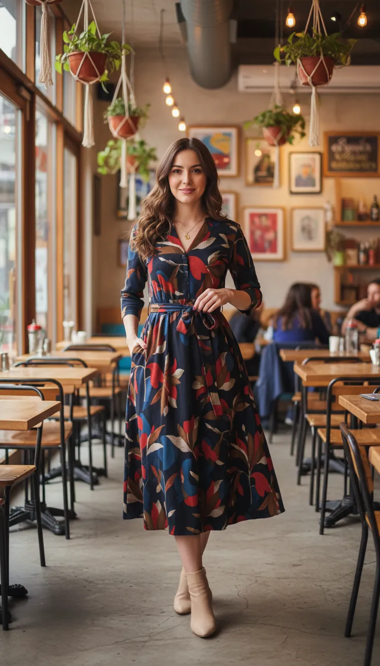 Patterned Dress With Pocket 9481 view 4