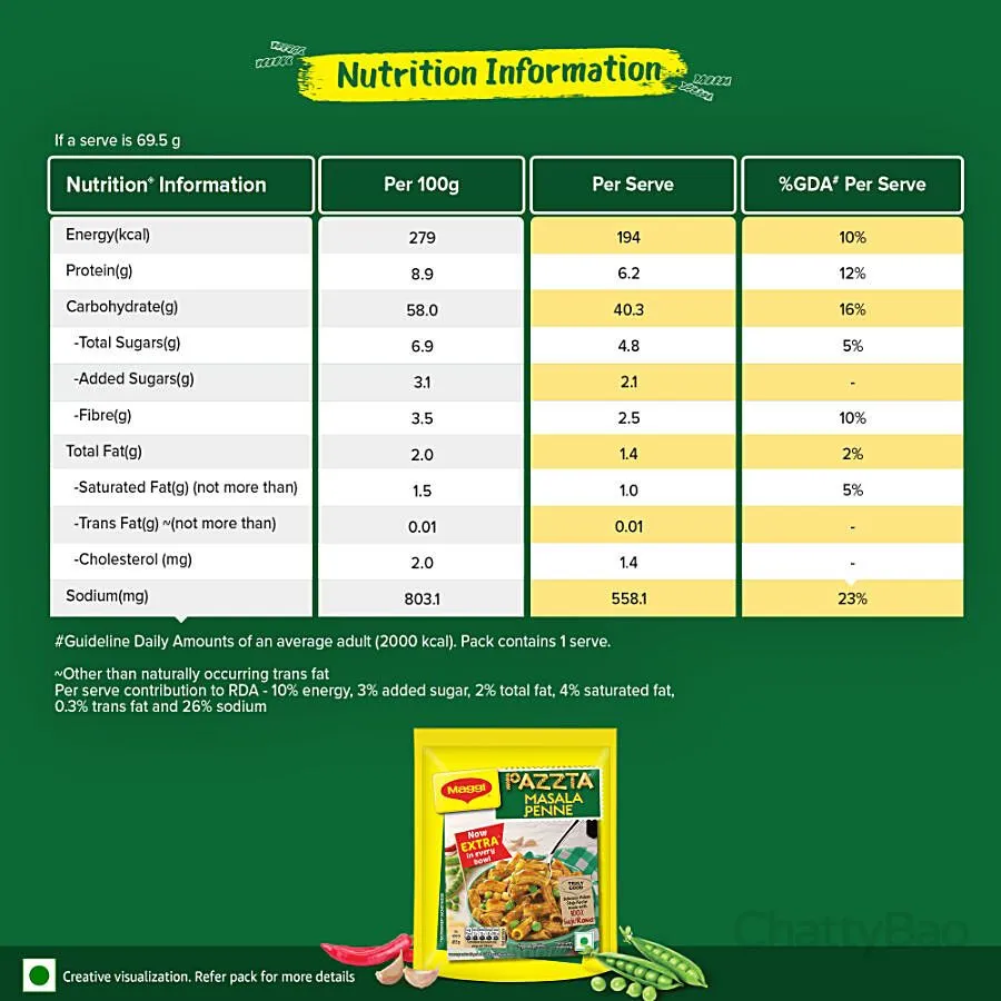 Maggi Pazzta Masala Penne - 100% Suji/ Rawa 69.5 g view 3