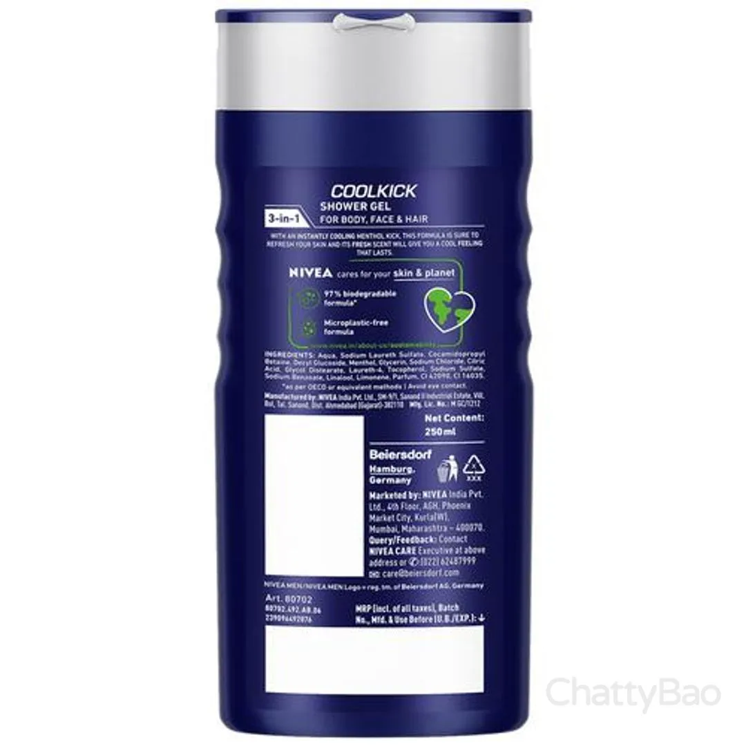 NIVEA MEN Cool Kick Shower Gel - With Menthol 250 ml view 2