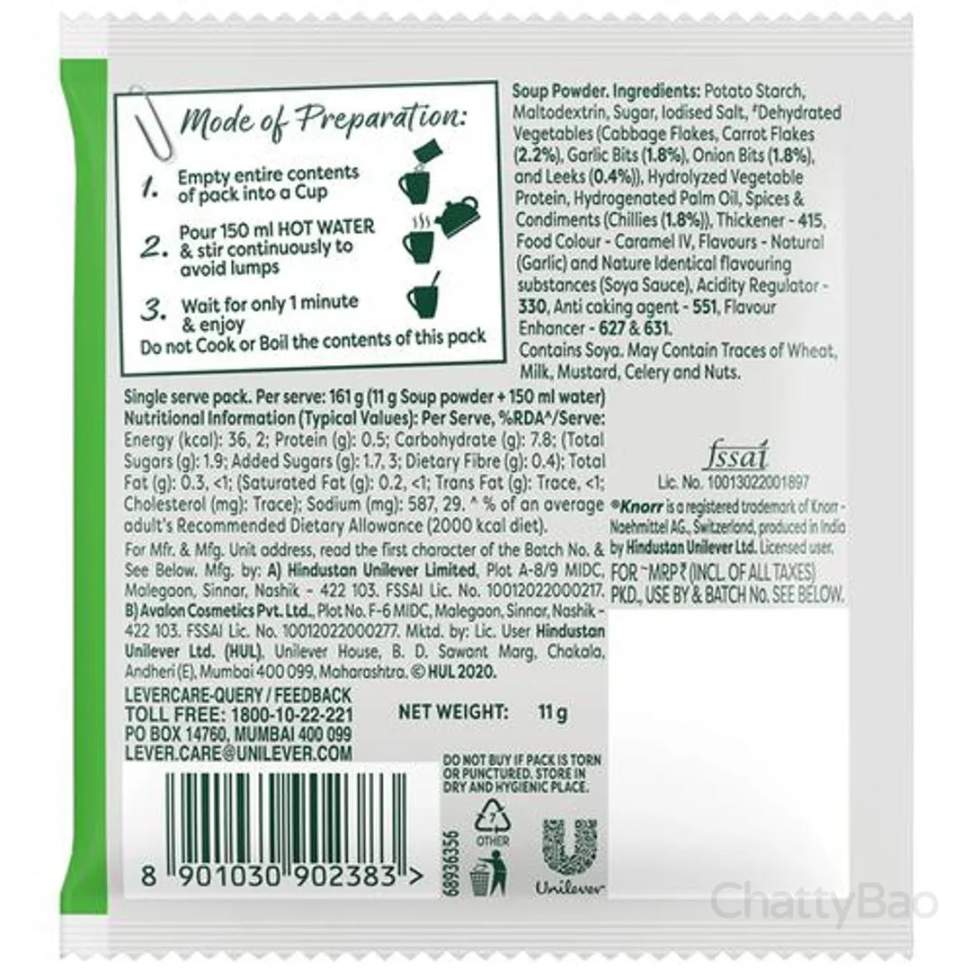 Knorr Cup-A-Soup - Manchow Veg 11 g 1 Pack view 2