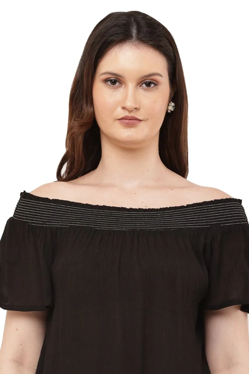 Black Off-Shoulder Top view 4