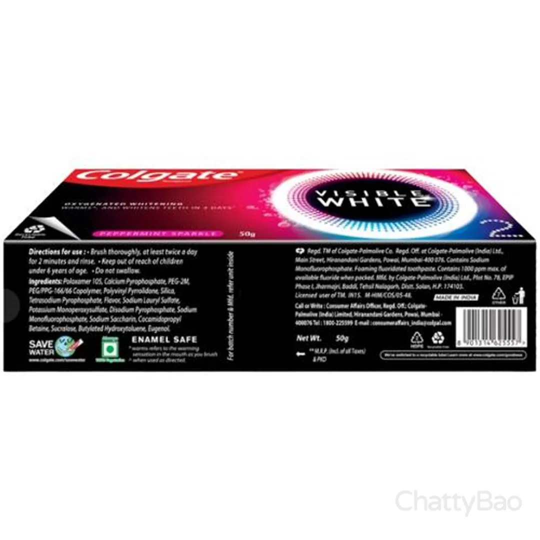 Colgate Visible White O2 Peppermint Sparkle Toothpaste 50 g view 2