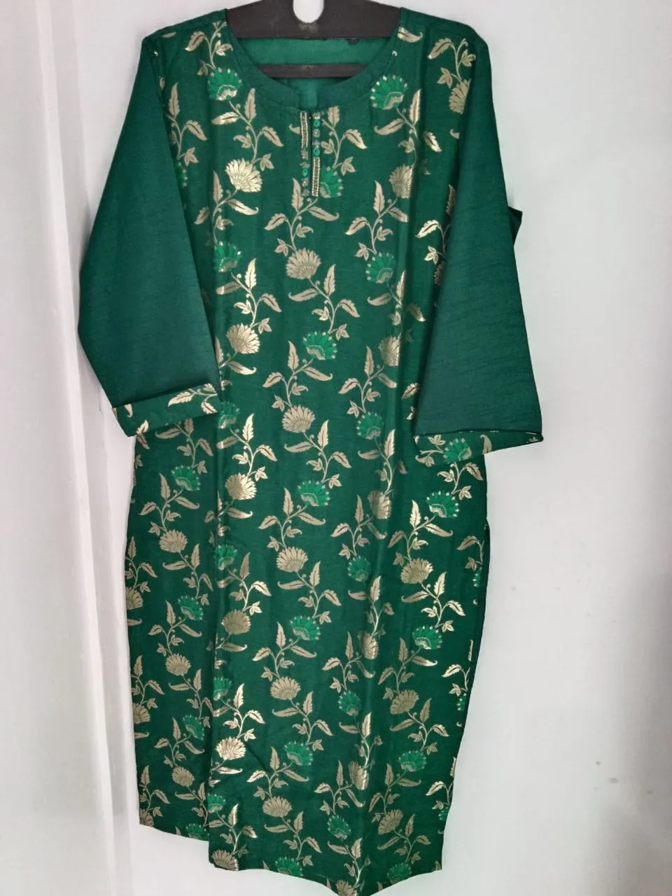 Green Gold-Print Kurti view 2