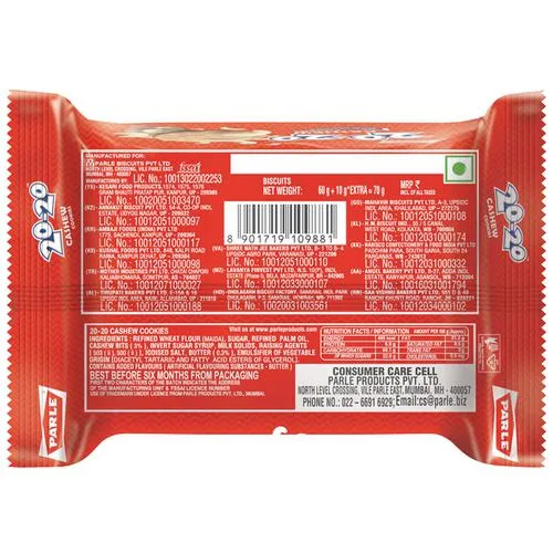Parle 20-20 Cashew Cookies 70 g view 2