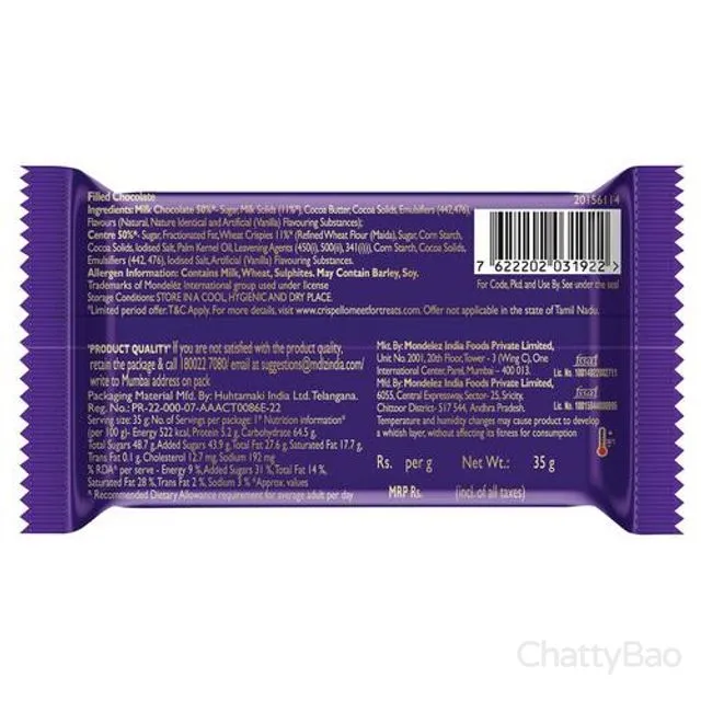 Cadbury Dairy Milk Crispello Chocolate Bar 35 g view 2