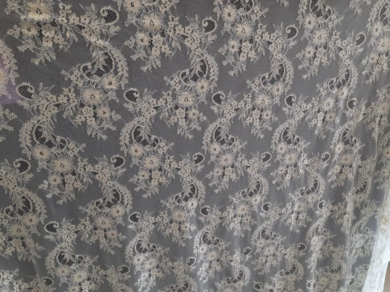 Decorative Golden Chantilly Lace Fabric /Per Panel Of 3 Mtr view 2